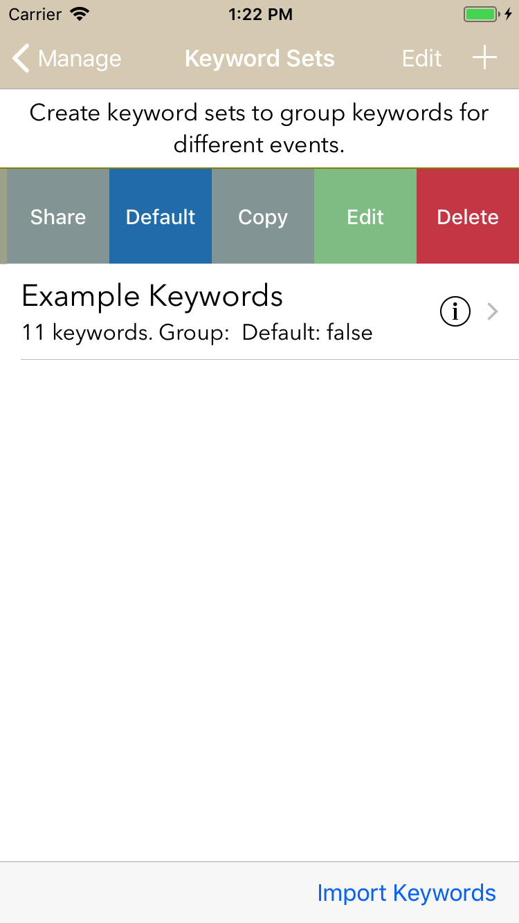 Keyword Set Actions